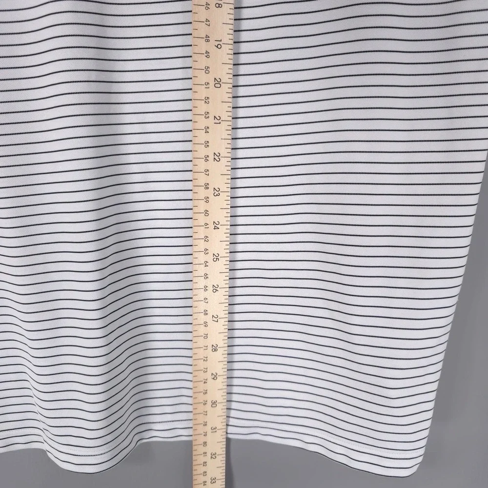 Nike Dri-FIT Polo Shirt‎ Men's 2XL White Black Striped Performance AJ5482 Swoosh